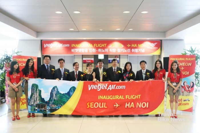 비엣젯 항공이 24일 인천-하노이 구간 정기편 취항식을 갖고 본격적인 운항을 시작했다.  사진 제공 / 비엣젯 항공