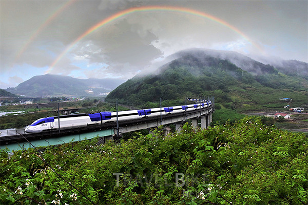 은상에는 벚꽃 터널을 지나가는 아름다운 모습을 포착한 김일웅 씨의 ‘봄날의 주인공’과 구름 사이 무지개를 배경으로 숲을 지나가는 기차를 담아낸 김창덕 씨의 ‘아름다운 산천호’가 공동 선정됐다. 사진/ 한국철도