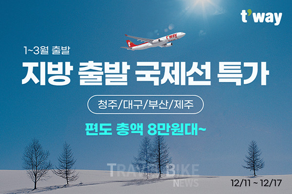 내년 1월부터 3월까지 지방에서 출발하는 국제선을 이용해서 해외여행을 떠나려는 여행자라면 티웨이항공의 항공권 특가 프로모션을 이용하면 더욱더 경제적인 여행을 기획할 수 있다. 사진/티웨이항공