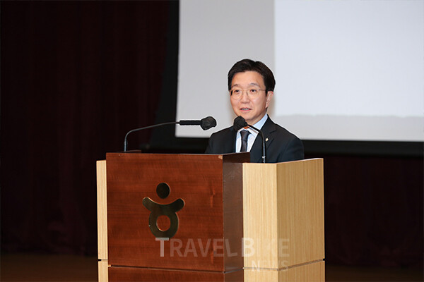 박성혁 신임 한국관광공사 사장의 취임식이 지난 7일 강원 원주 한국관광공사 본사에서 열렸다. 사진/한국관광공사