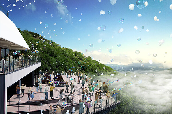 5월 13일 개장일에는 ‘운해 테라스 오프닝 세레모니’가 진행된다. 행사는 오전 6시부터 약 15분간 열리며, 구름을 형상화한 비눗방울을 하늘로 날리는 ‘클라우드 릴리스’ 퍼포먼스가 펼쳐진다. 사진/호시노 리조트 토마무